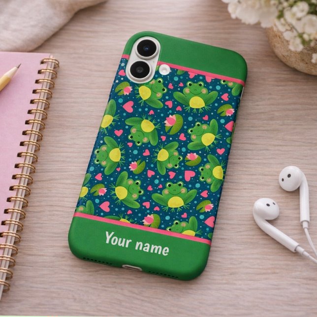 Fun Frog Pattern Custom Name New Beginnings Case-Mate iPhone Hülle (Von Creator hochgeladen)