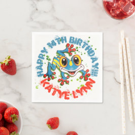 Fun Frog Personalisiertes Party Farbenfrohe Paint  Serviette