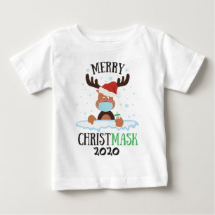 Fun fröhliche Christmask Rentiere Gesichtsmaske-En Baby T-shirt