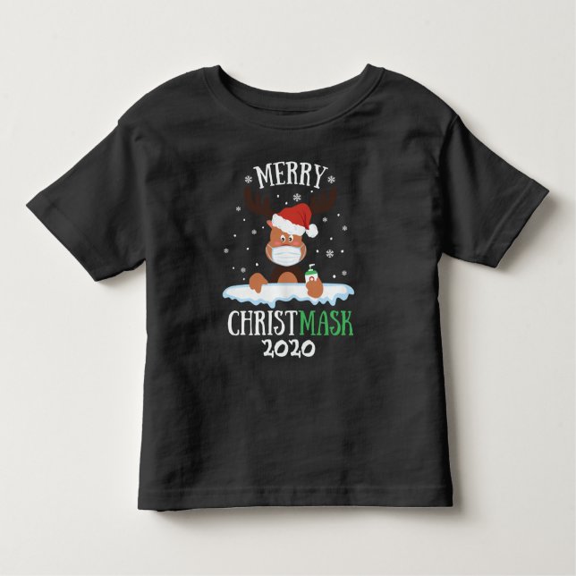 Fun fröhliche Christmask Rentiere Gesichtsmaske-En Kleinkind T-shirt (Vorderseite)