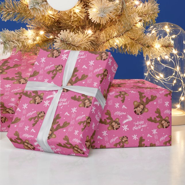 Fun fröhliche Weihnachts-Antler Illustration Foto  Geschenkpapier (Feiertage)