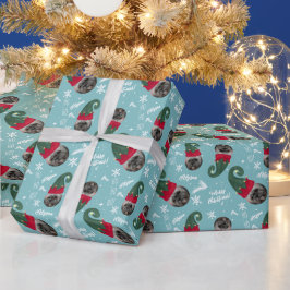 Fun fröhliche Weihnachtself Illustration Foto Name Geschenkpapier