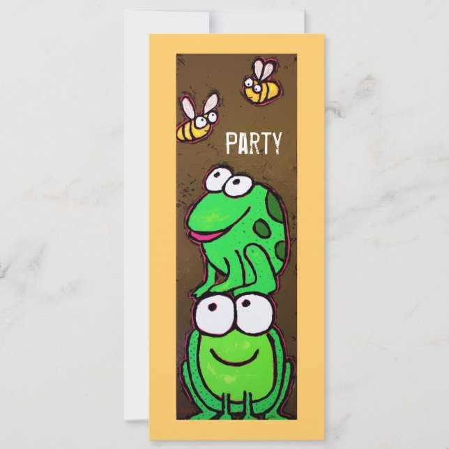 Fun Frosch und Bienen-Party Einladung (Vorderseite)