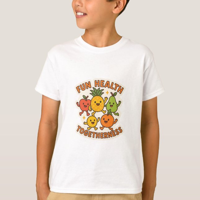 Fun Fruit Dance Party T-Shirt – Celebrate Health (Vorderseite)