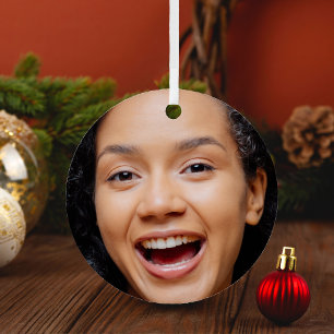 Fun Full Face Nah Up Selfie Foto Weihnachten Ornament Aus Metall