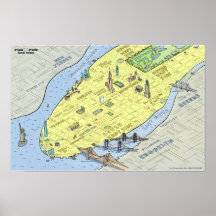 Fun Fun Map von New York City | Poster | Wall Prin