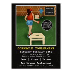 Fun Fundraiser Bar Restaurant Cornhole Turnier Poster