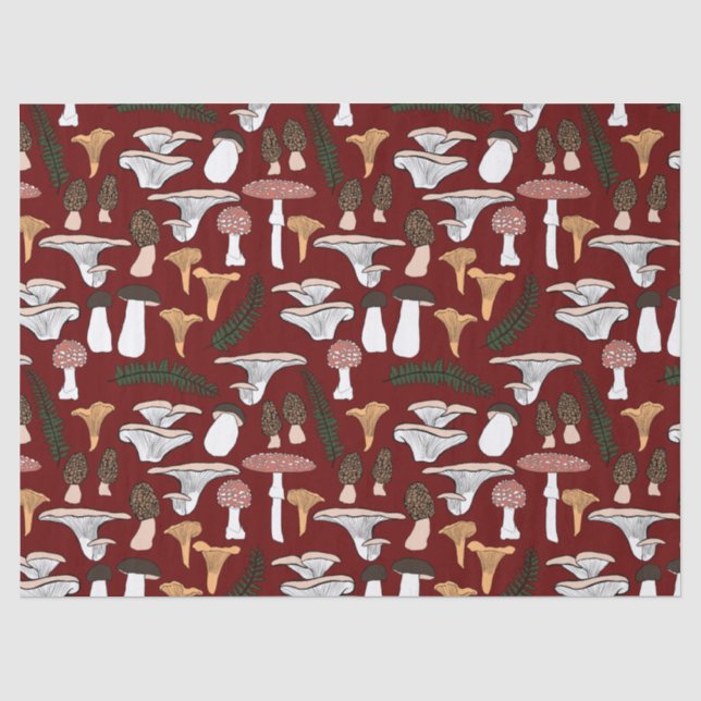 Fun Fungi Mushroom Fern Muster Geschenk Seidenpapier (Vorderseite)