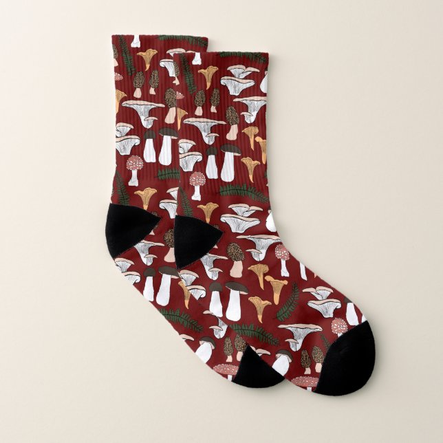 Fun Fungi Mushroom Fern Muster Socken (Paar)