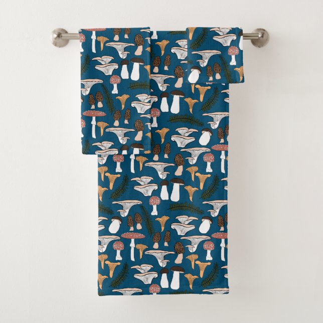 Fun Fungi Mushroom Fern Pattern Badetuch Set (Insitu)