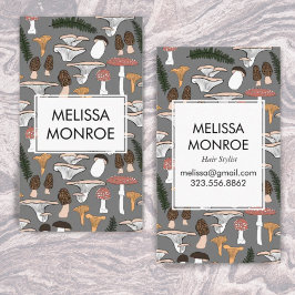 Fun Fungi Pilze Ferns Muster illustriert Visitenkarte