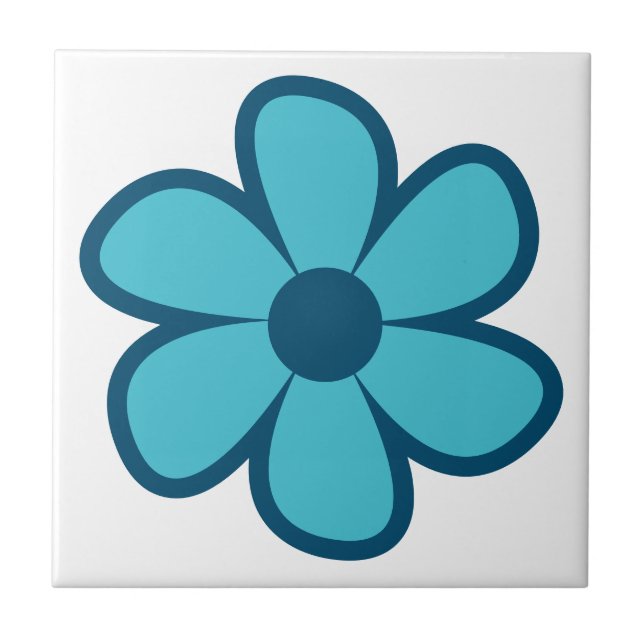 Fun Funky 60er 70er Retro Blume Keramik Tile Fliese (Vorderseite)