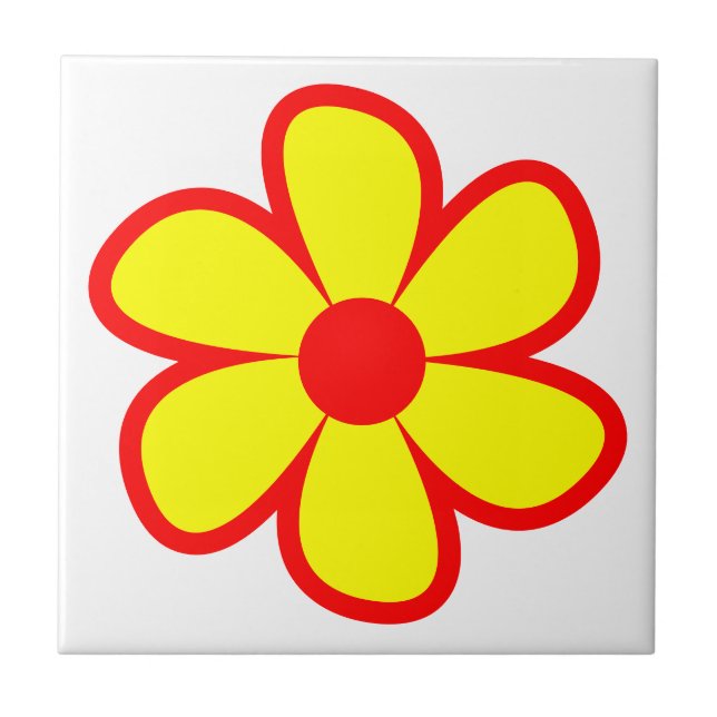 Fun Funky 60er 70er Retro Blume Keramik Tile Fliese (Vorderseite)