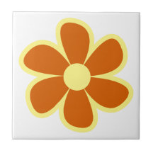 Fun Funky 60s 70s Retro Flower Ceramic Tile