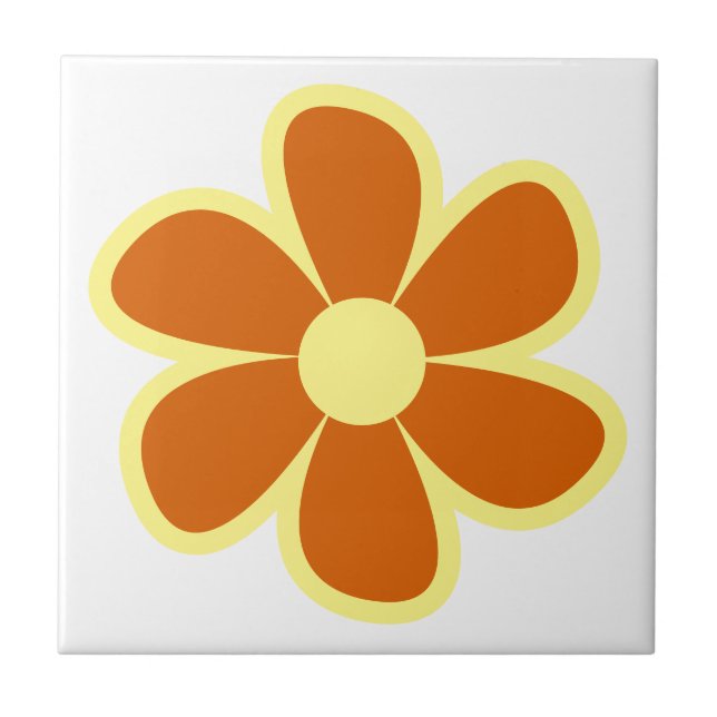 Fun Funky 60s 70s Retro Flower Ceramic Tile Fliese (Vorderseite)