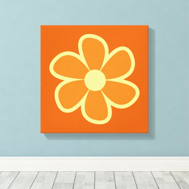 Fun Funky 60s 70s Retro Flower Leinwanddruck (Insitu (Holzboden))