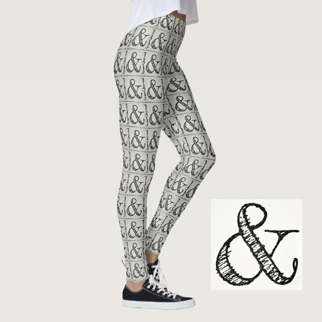 Fun Funky Black Ampersand Symbol Chic Grau Leggings (Von Creator hochgeladen)