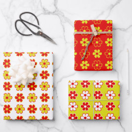 Fun Funky Blume, Niedliches Retro-Muster Geschenkpapier Set