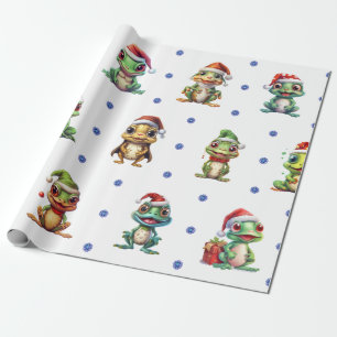 Fun & Funky Christmas Frogs auf White Geschenkpapier