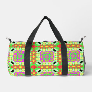 Fun & Funky Lime Green Yellow Lila & Red Duffle Bag