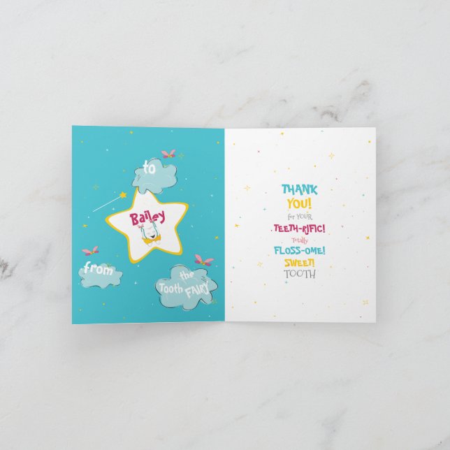 Fun Funny Niedlich Tooth Fairy Personalisiert Dank Karte (Innenseite)