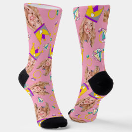 Fun & Funny Pink Princess Face Socks Socken