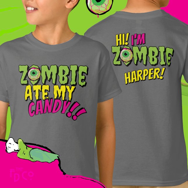 Fun Funny ‘Zombie Ate My Candy’ Halloween T-Shirt (Von Creator hochgeladen)