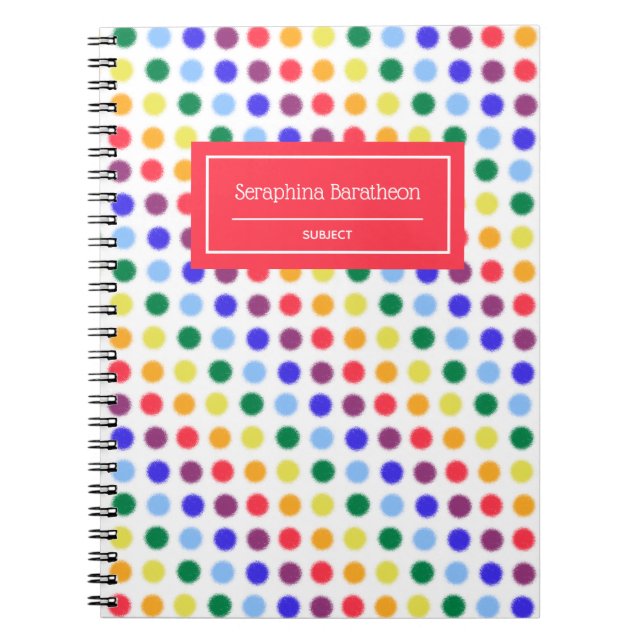 Fun Fuzzy Rainbow Dots Personalisiert Notizblock (Vorderseite)