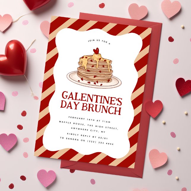 Fun Galentine's Brunch Pancake Einladung (Von Creator hochgeladen)
