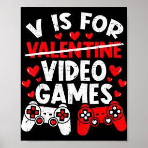 Fun Gamer Valentinstag Boys Vis für Videospiele Poster