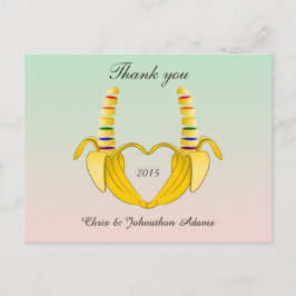 Fun Gay Banana Heart Wedding Vielen Dank Postkarte