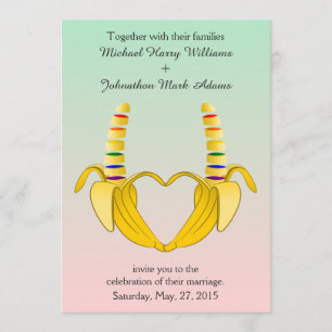 Fun Gay Banana Herz Einladung zur Hochzeit