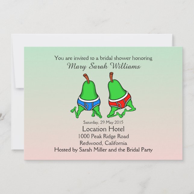 Fun Gay Pear Bridal Dusche Einladung (Vorderseite)