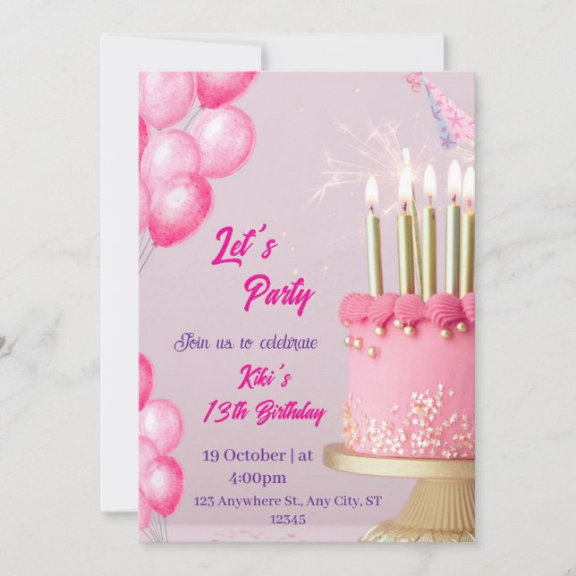 Fun Geburtstag Grußkarte Design mit Balloons Einladung (Vorderseite)