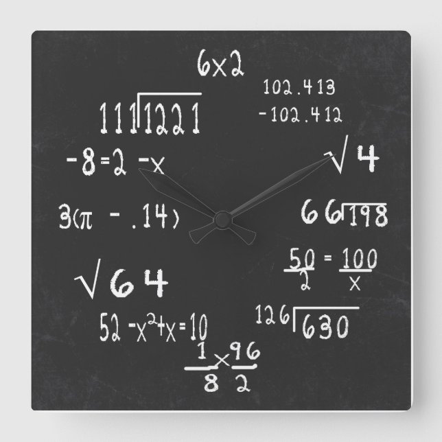Fun Geek Math Quadratische Wanduhr (Vorderseite)