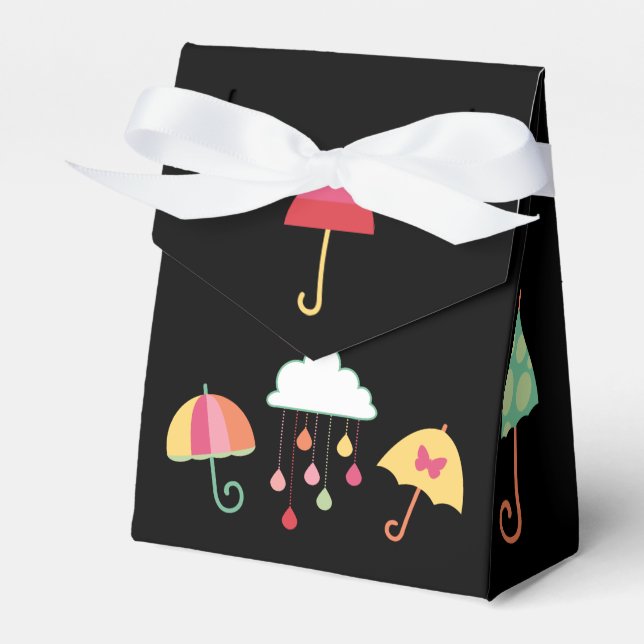 Fun Gefallen Box W/Umbrellas, Regen & Regenbogen Geschenkschachtel (Vorderseite)