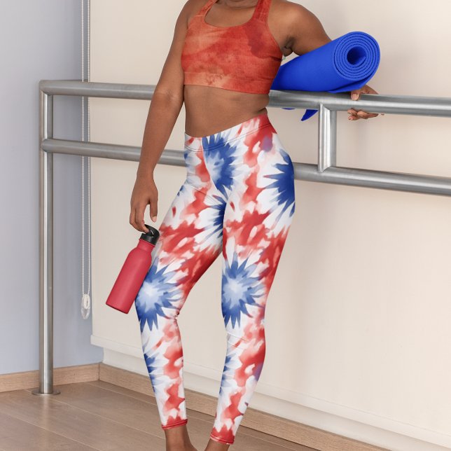 Fun Gefärbte Krawatte Muster rot blau Leggings (Von Creator hochgeladen)