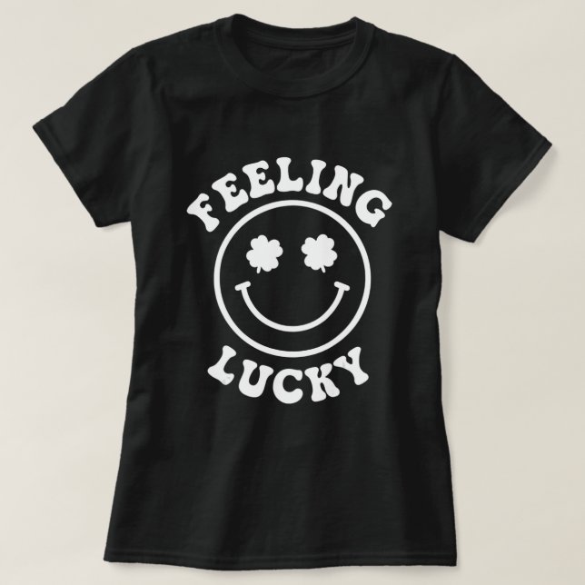 Fun Gefühl Lucky Smile Face St Patrick Day T-Shirt (Design vorne)