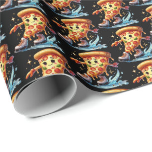 Fun gekacheltes Eis Skaten Pizza Party Geschenkpapier