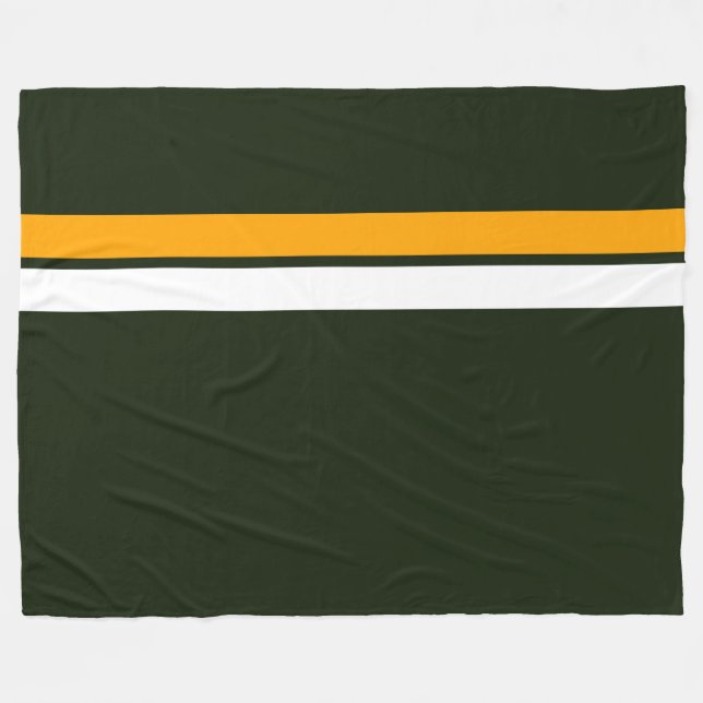 Fun-gelb-weiße Top-Racing-Streifen auf fett grün Fleecedecke (Vorderseite (Horizontal))