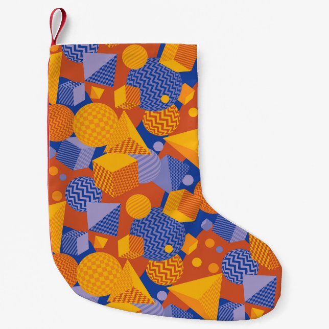 Fun Geometric Orange Violet Muster Kleiner Weihnachtsstrumpf (Vorderseite)
