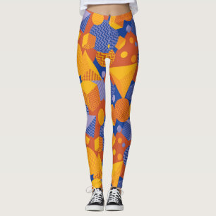 Fun Geometric Orange Violet Muster Leggings
