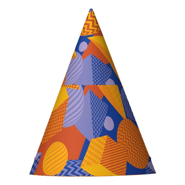 Fun Geometric Orange Violet Muster Partyhütchen (Vorderseite)