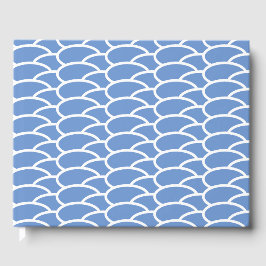 Fun Geometric Tiled Light Blue White Waves Muster Gästebuch