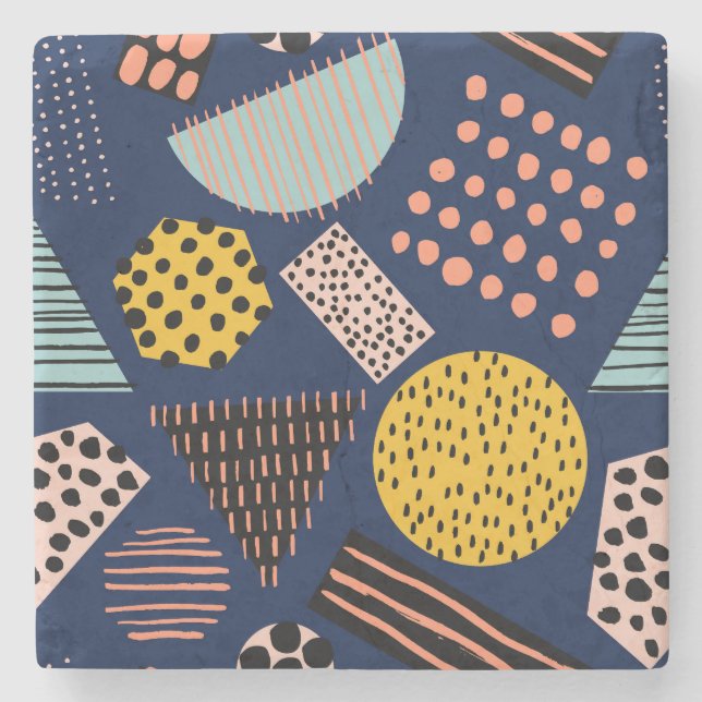 Fun Geometrie: Abstraktes mehrfarbiges Muster Steinuntersetzer (Vorderseite)