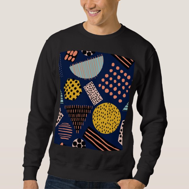 Fun Geometrie: Abstraktes mehrfarbiges Muster Sweatshirt (Vorderseite)