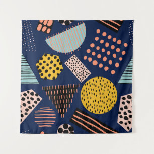 Fun Geometrie: Abstraktes mehrfarbiges Muster Wandteppich