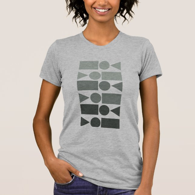 Fun geometrische Formen Design in Grau Ombre T-Shirt (Vorderseite)