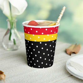 Fun gepunktete, hellgelbe Streifen auf schwarzen S Pappbecher