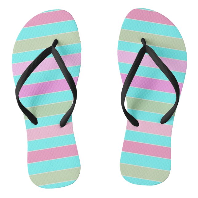 Fun gestreifte Linien pastellfarben Sommerfarben Flip Flops (Fußbett)
